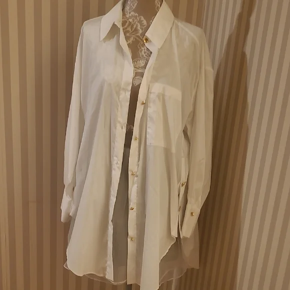 Zara Elegant Cream Button-Down Blouse - Picture 1 of 5
